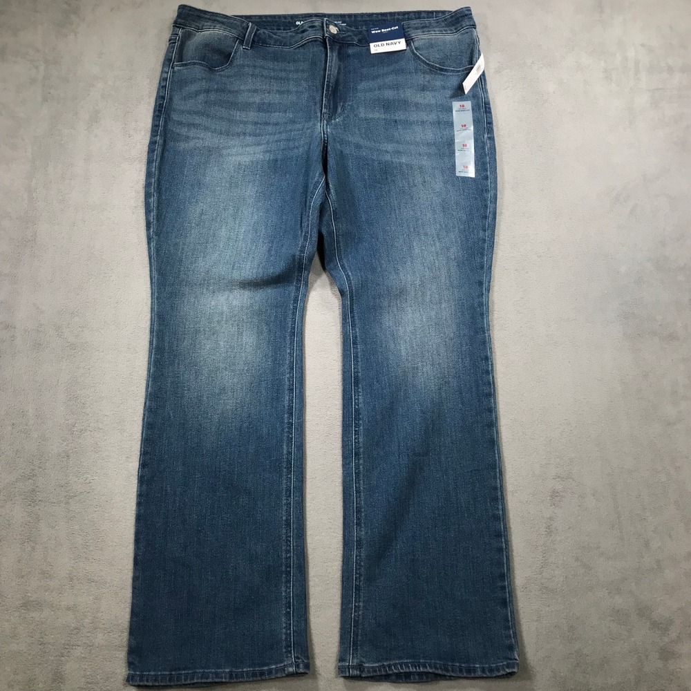 Old Navy Wow Boot-Cut Jeans Women Size 18 Blue NWT Mid-Rise Stretch Denim